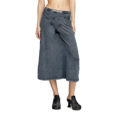 Diesel Women Midi skirt in denim-look jersey Dark Blue A183940KIBY