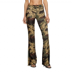 Diesel Women Jazz pants with mixed camo prints Military Green A185170NKCZ