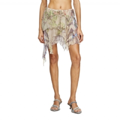 Diesel Women Crinkled skirt mixed medieval print Beige A183760WFCE