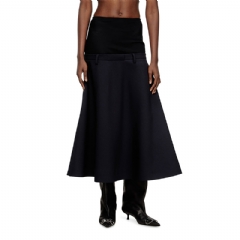Diesel Women Drop-waist skirt in neoprene-bonded fabric Dark Blue A211280WFCZ