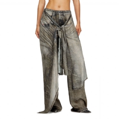 Diesel Women Wrap pants in denim-look viscose Grey A185790LKCT