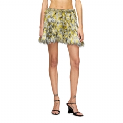 Diesel Women Mini skirt in fluffy jacquard knit Black/Yellow A214470EGCD