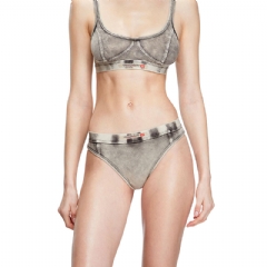 Diesel Women Briefs in denim-effect jersey Grey A175400SHAN