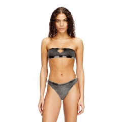 Diesel Women Soft bandeau bra in cotton rib with jewel Oval D Dark grey A220670LKAR