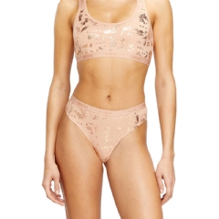 Diesel Women Thong in metallic-effect stretch cotton Nude A230450HNBB