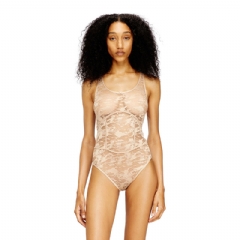 Diesel Women Nylon bodysuit with lace design Nude A201690DRAK