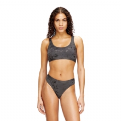 Diesel Women Stretch-cotton bralette with metallic print Grey A229410HNBB
