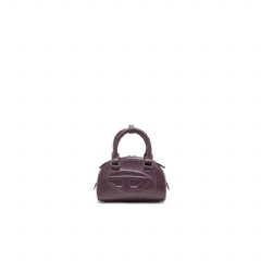 Diesel Women 1DR Dome-Mini bowling bag in burgundy leather Burgundy P01709PR227