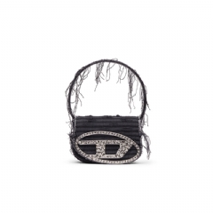 Diesel Women 1DR-Iconic shoulder bag in canvas and leather Black X08396P6319