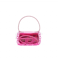 Diesel Women 1DR-Iconic shoulder bag in transparent TPU Hot pink X08396P8763