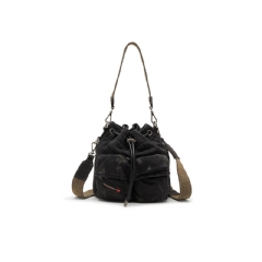 Diesel Women Multi-Pkts-Multipocket bucket bag in washed denim Black X10375P4485