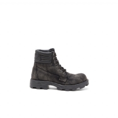 Diesel Women D-Hammer-Combat boots in denim and leather Dark grey Y03841P5237