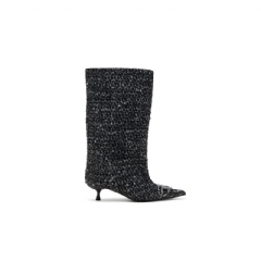 Diesel Women D-Venus-Bouclé knee-high boots Black Y03799P8662