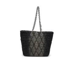 Diesel Women Charm-D-Tote bag in quilted denim Black X10467P6330