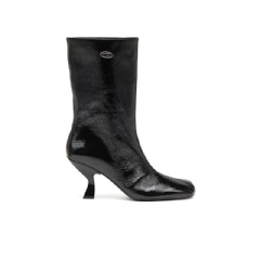 Diesel Women D-Amber-Square-toe ankle boots with naplak effect Black Y03820P8880