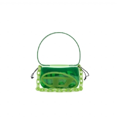 Diesel Women 1DR-Iconic shoulder bag in transparent TPU Green X08396P8763