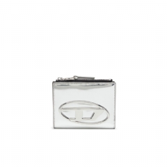 Diesel Women Bi-fold leather wallet with Oval D logo Silver X09888PS202