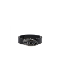 Diesel Women 2.4cm leather belt with enamelled buckle Black X09716P1245