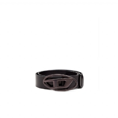 Diesel Women 3.9cm leather belt with metallic Oval D buckle Black X08516P8139