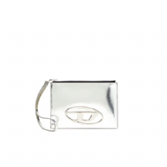 Diesel Women Zipped pouch in mirror leather Silver X10273PS202