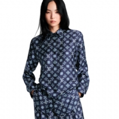Louis Vuitton Women Nouveau Monogram Silk Shirt Night Blue 1AJHKF