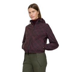 Burberry Women Cropped Reversible Check Hooded Jacket Wine red 81151601