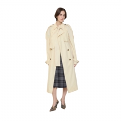 Burberry Women Long Canvas Trerose Trench Coat Tundra beige 81208691