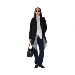 Burberry Women Short Kensington Heritage Trench Coat Black 80794151