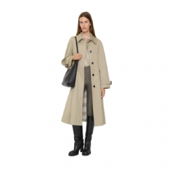 Burberry Women Long Gabardine Ellingham Fit-and-flare Car Coat Quill beige 81150371