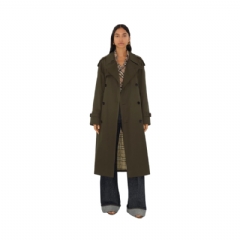 Burberry Women Long Castleford Trench Coat Juniper 81045551