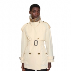 Burberry Women Short Lightweight Cotton Fitzrovia Trench Coat Ceramic white 81187051