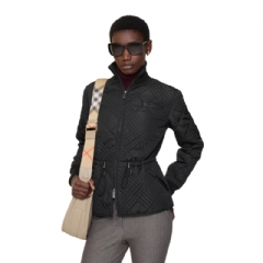 Burberry Women Micro Check-stitch Nylon Wakerley Jacket Black 81213681