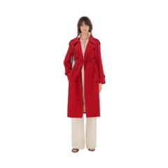 Burberry Women Long Castleford Trench Coat Currant 81111631