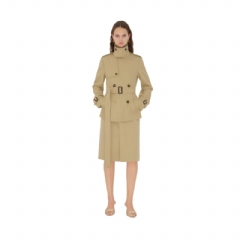 Burberry Women Cotton Blend Trench Jacket Beige 81052991