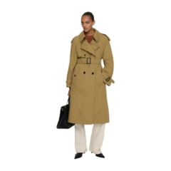 Burberry Women Long Canvas Fitzrovia Trench Coat with Warmer Lignum brown 81185571