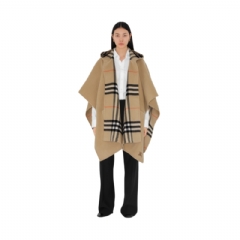 Burberry Women Reversible Check Cashmere Cape Sand 80963401
