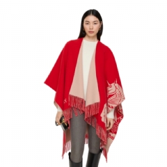 Burberry Women EKD Wool Cashmere Cape Crayon red 81187591
