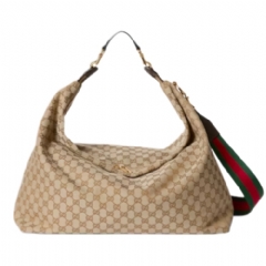 Gucci Women Brera large crossbody bag sand and brown GG canvas ‎864485 FAFV9 9653