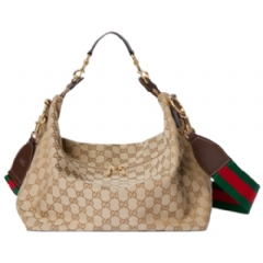 Gucci Women Brera medium crossbody bag sand and brown GG canvas 866938 FAFV9 9653