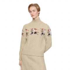 Burberry Women EKD Aran Knit Wool Sweater Beige melange 81214511