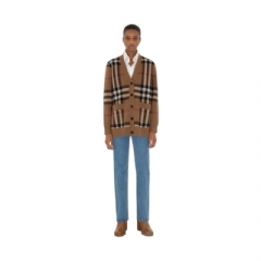 Burberry Women Check Wool Cashmere Cardigan Birch brown 80433721