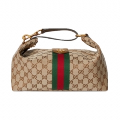 Gucci Women Gucci Vanity medium top handle bag beige and brown GG canvas 857799 FAFUF 9870