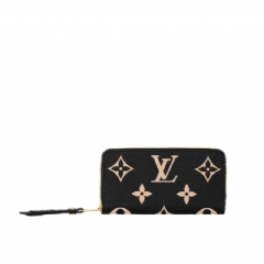 Louis Vuitton Women Zippy Wallet Bicolor Monogram Empreinte Leather Black/Beige M80481