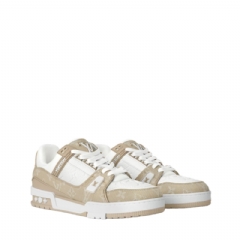 Louis Vuitton Women LV Trainer Sneaker Beige 1AIKO0