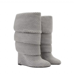 Louis Vuitton Women Summer Mid Wedge Boot Grey 1AISEK