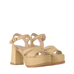 Louis Vuitton Women Maya Heeled Platform Sandal Natural 1AHNPG