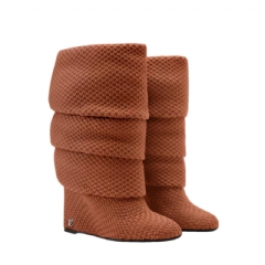 Louis Vuitton Women Summer Mid Wedge Boot Brown 1AISFI