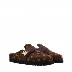 Louis Vuitton Women LV Cosy Flat Comfort Closed Mule Brown 1AITSE