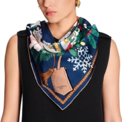 Louis Vuitton Women Vivienne Winter Celebration Square 90 Bleu Foncé M97188