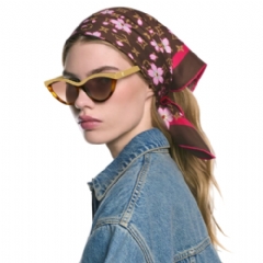 Louis Vuitton Women LV x TM Monogram Cherry Blossom Square 70 Tan M96102